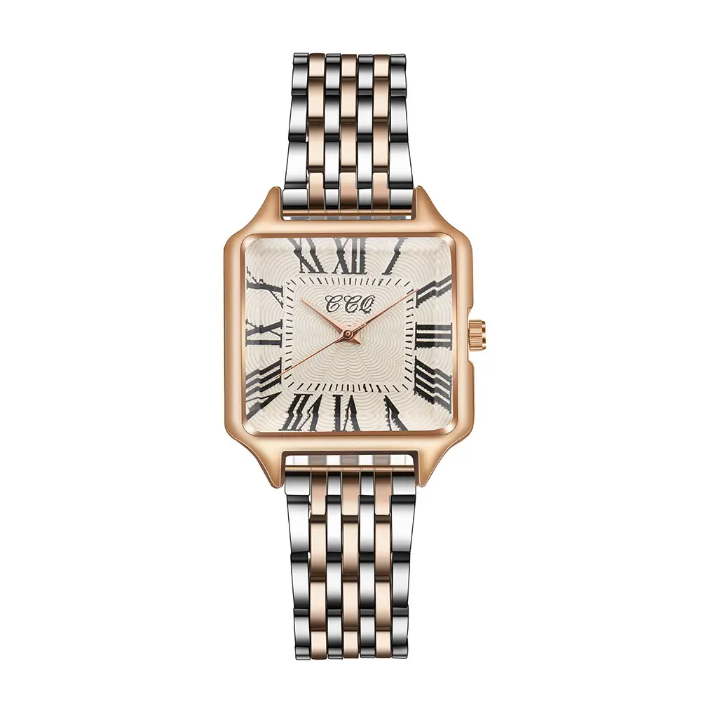 Women's Rose Gold Roman Numeral Watch with Diamond Band - Image 12