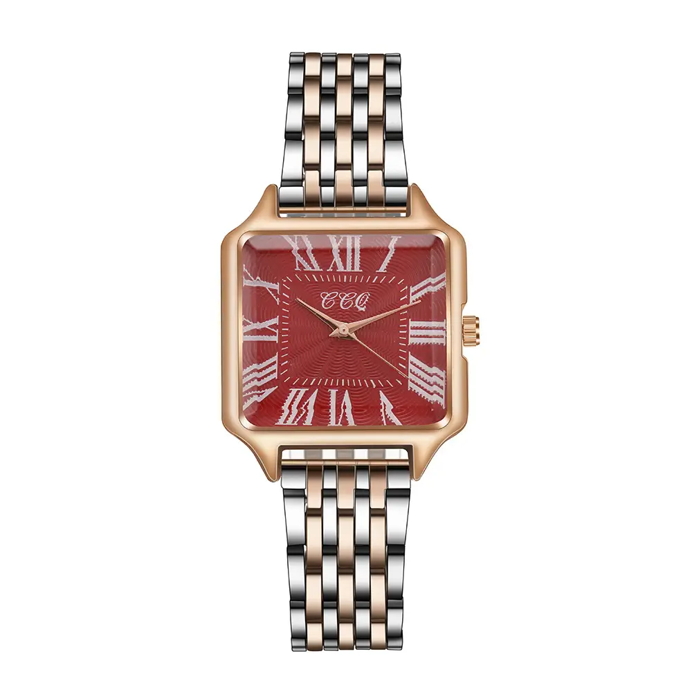 Women's Rose Gold Roman Numeral Watch with Diamond Band - Image 4