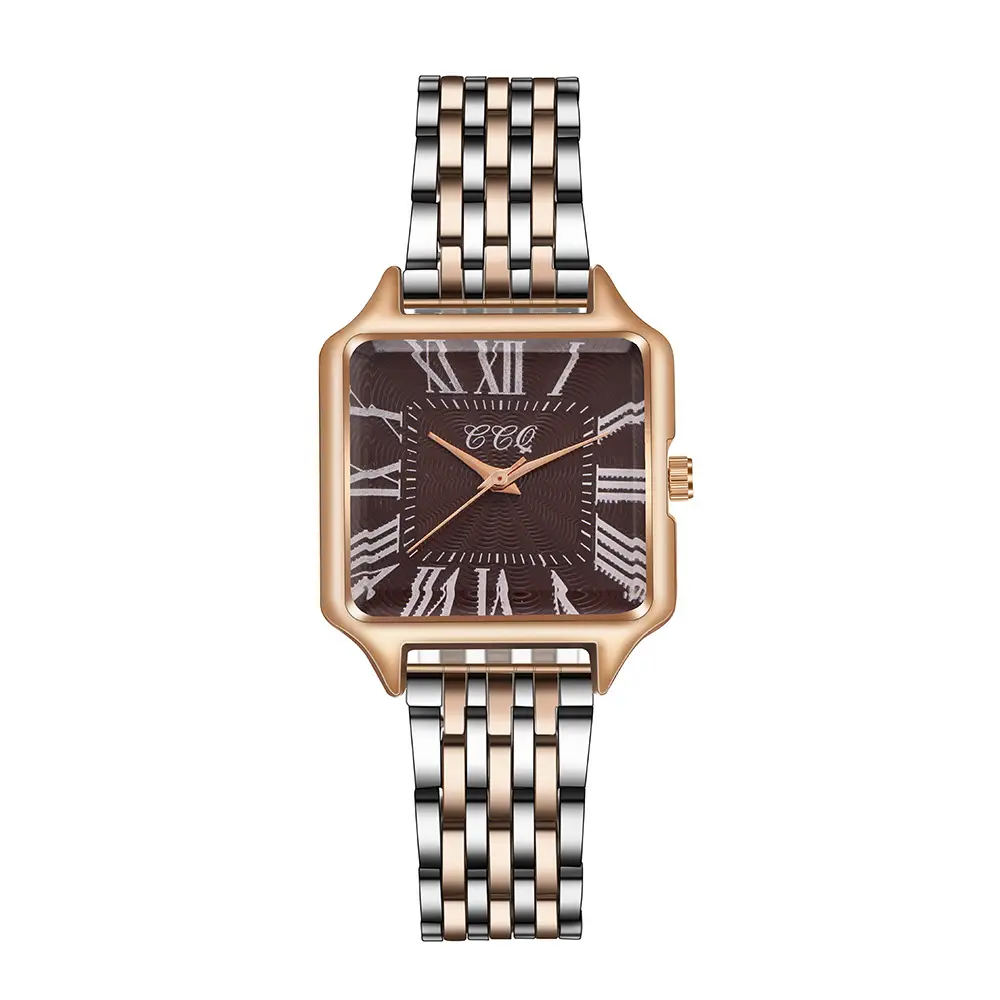 Women's Rose Gold Roman Numeral Watch with Diamond Band - Image 6