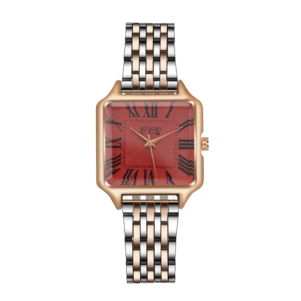 Women's Rose Gold Roman Numeral Watch with Diamond Band - Image 7