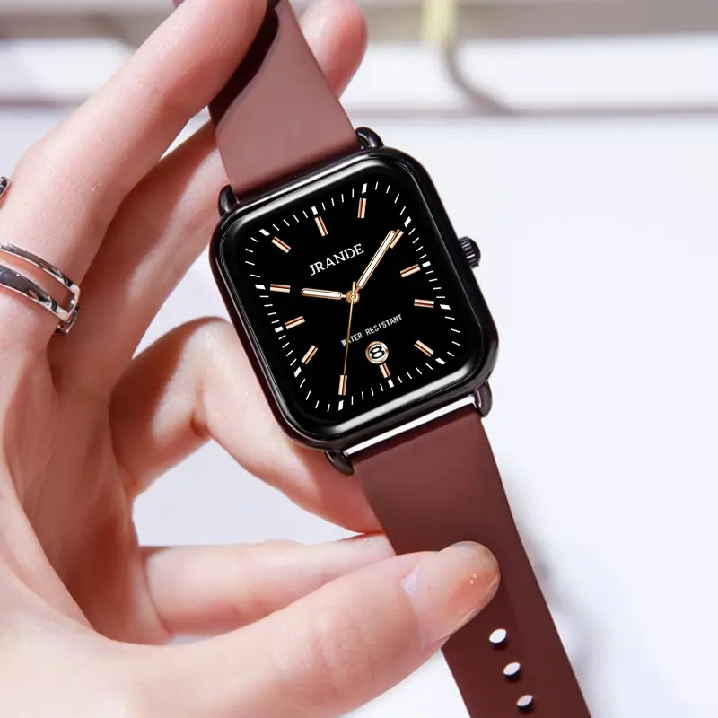 Jrande Women's Brown Leather Quartz Watch Night Vision - Image 6