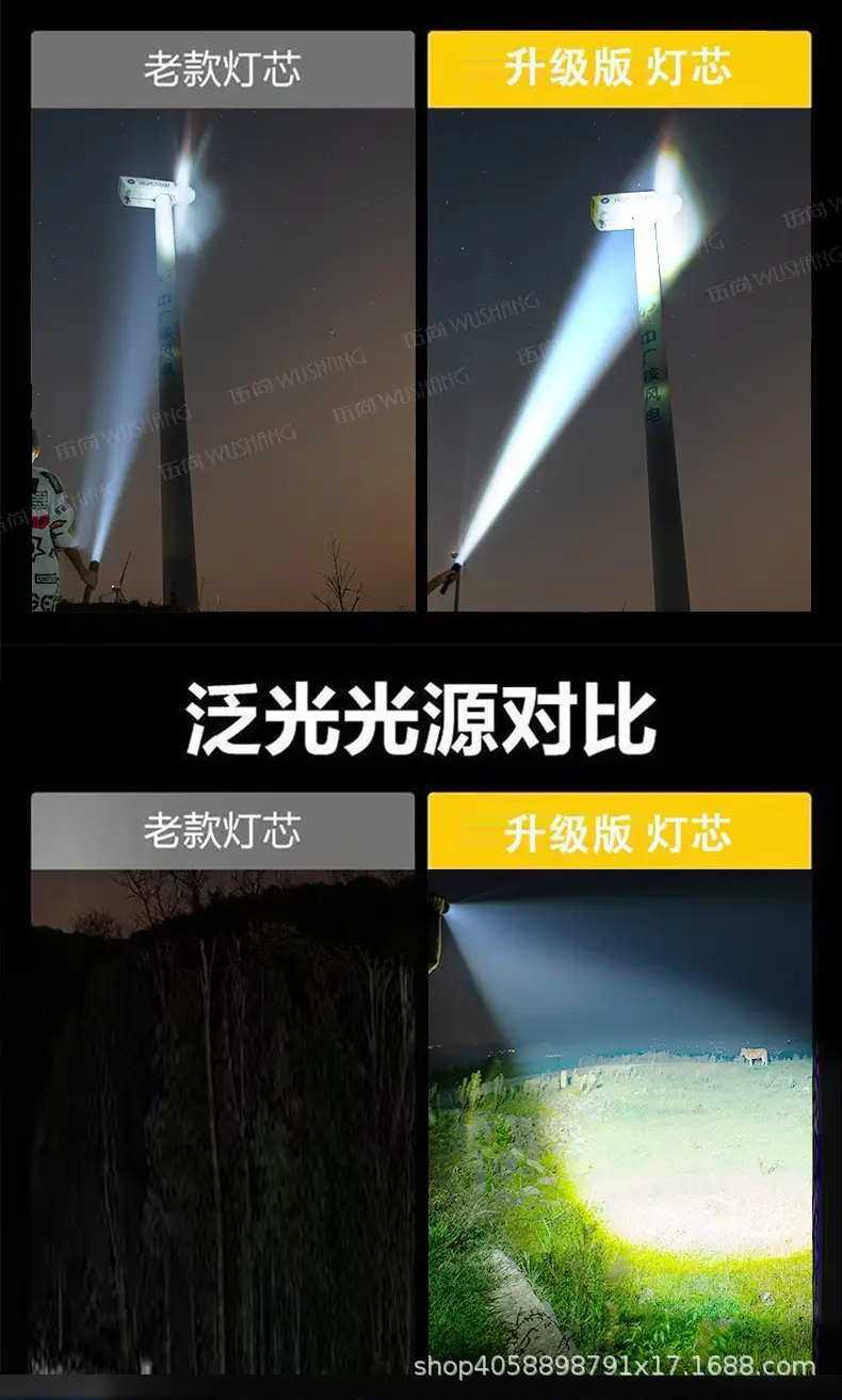 Wushang Rechargeable Flashlight Ultra Bright Zoom White Laser β feature 12