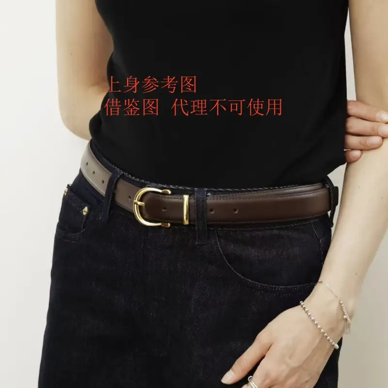Bronze Pin Buckle Women's Belt Double Sided Cowhide - Image 8