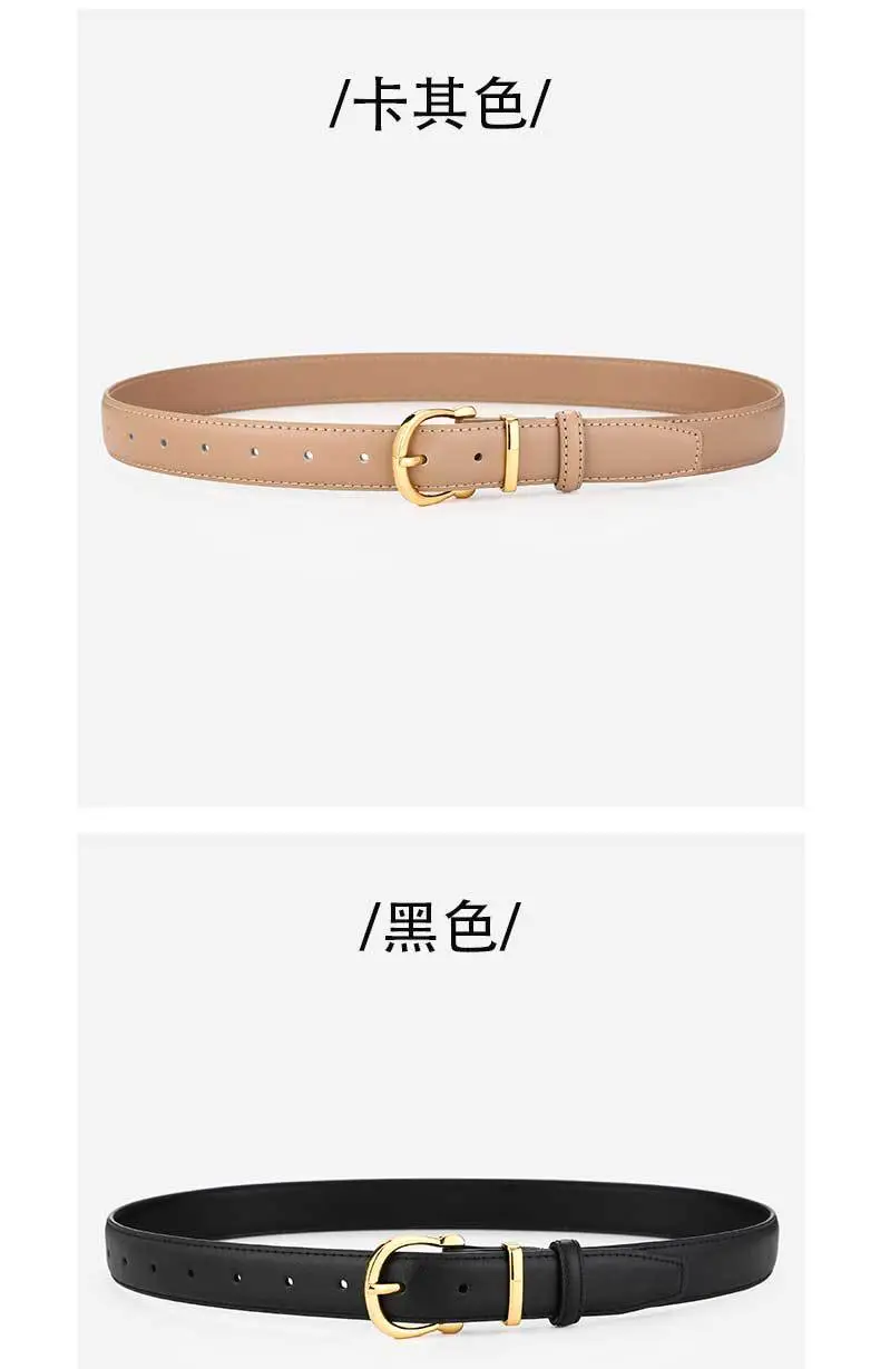 Bronze Pin Buckle Women's Belt Double Sided Cowhide — feature 10