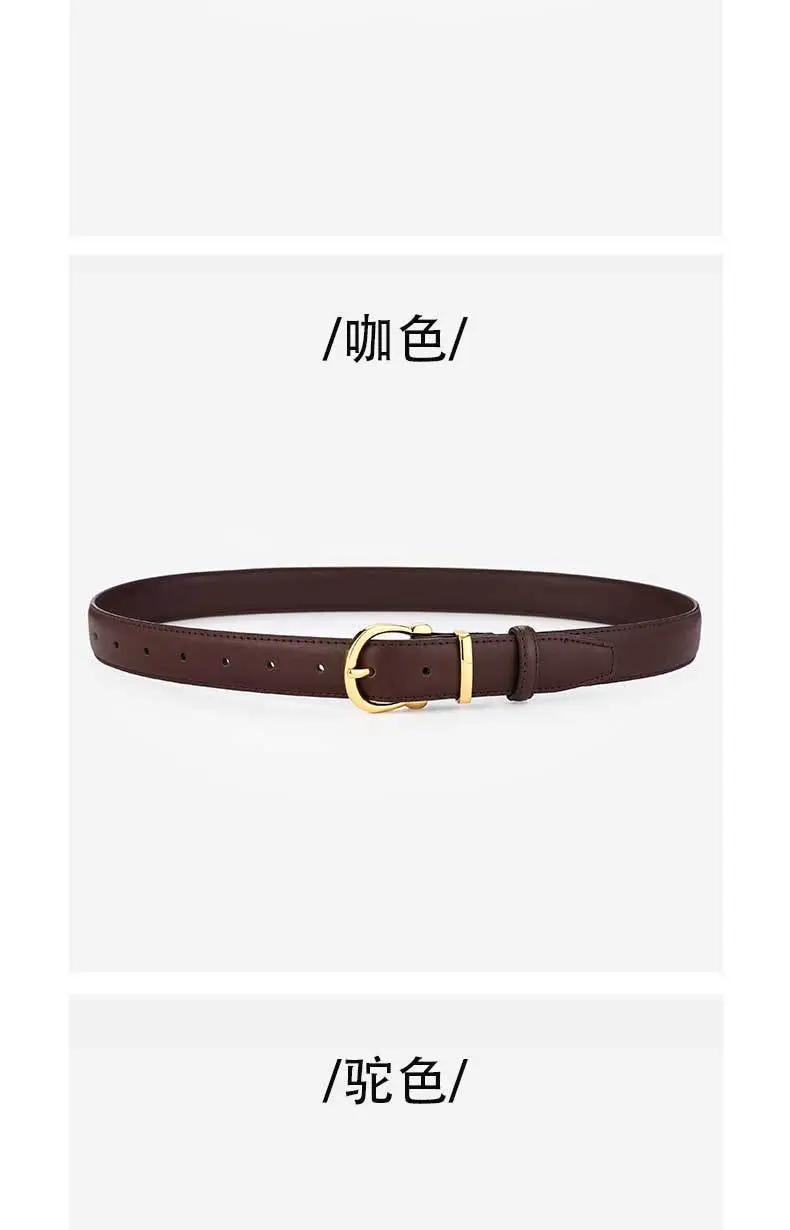 Bronze Pin Buckle Women's Belt Double Sided Cowhide — feature 11