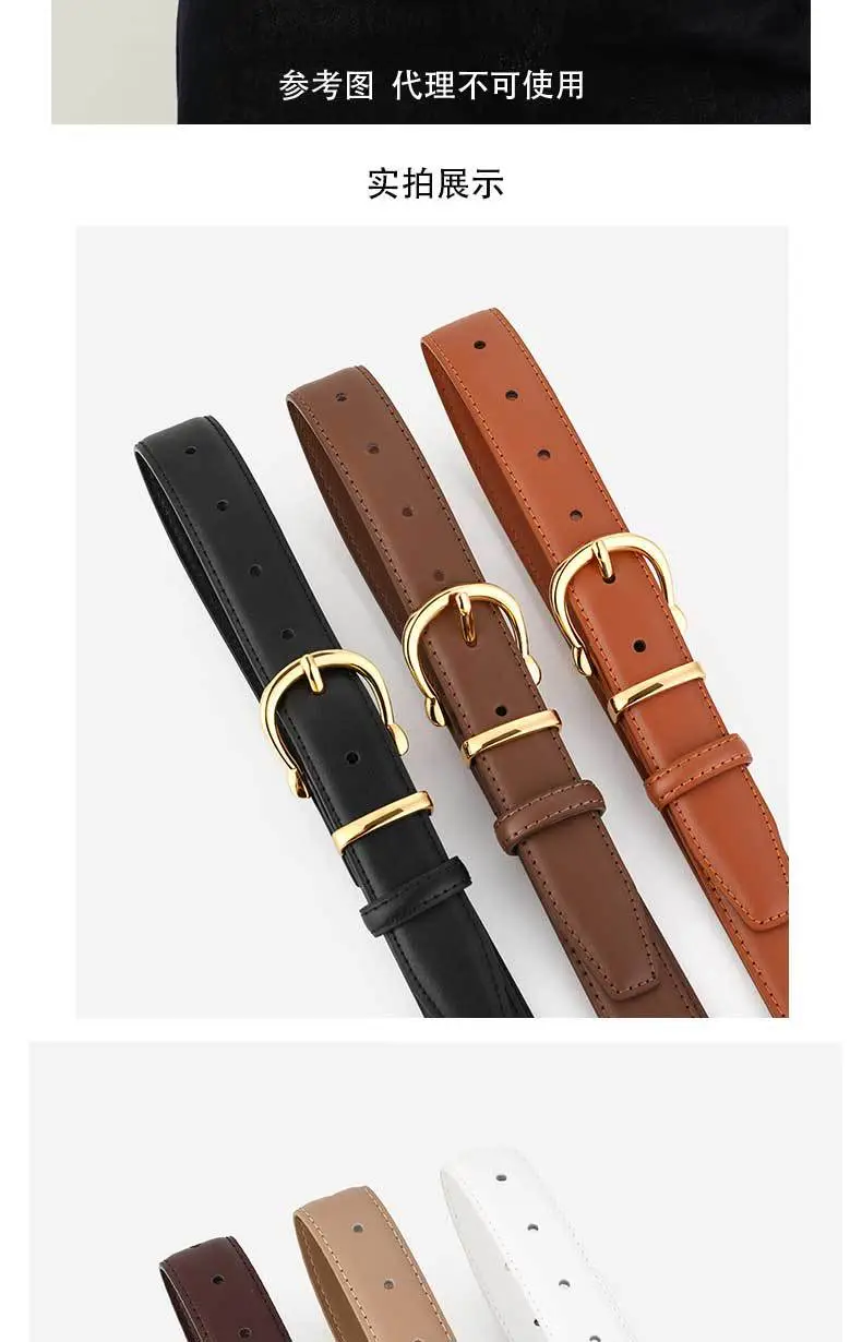 Bronze Pin Buckle Women's Belt Double Sided Cowhide — feature 8