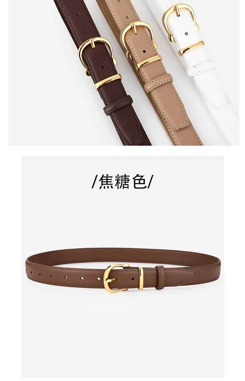 Bronze Pin Buckle Women's Belt Double Sided Cowhide — feature 9