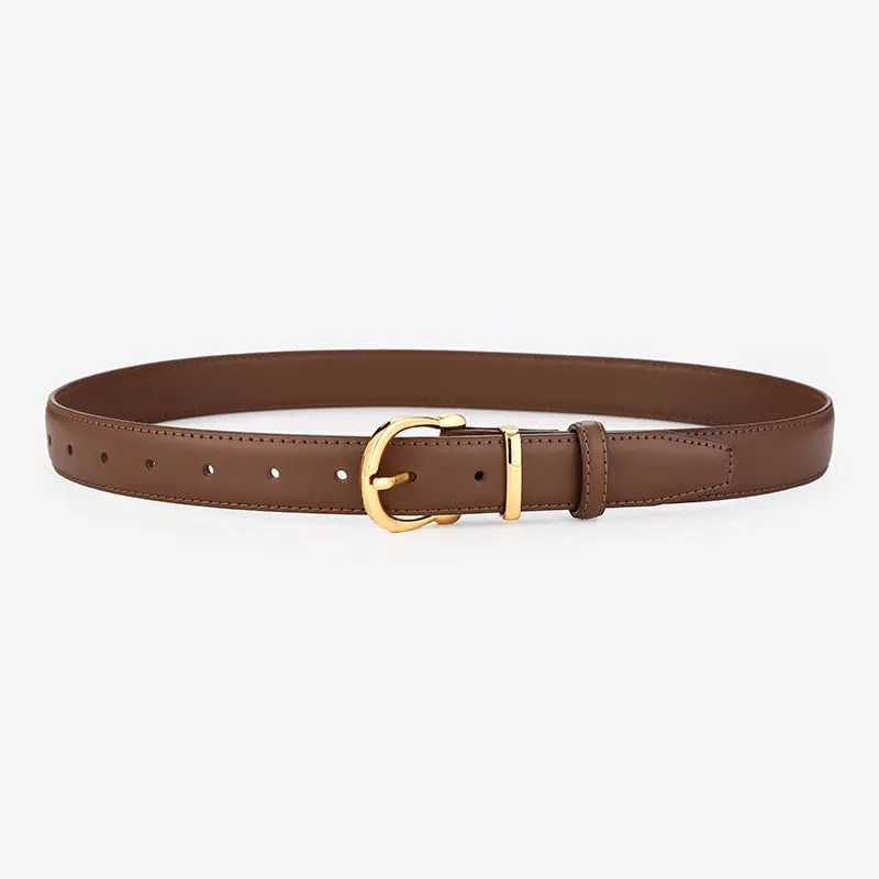 Bronze Pin Buckle Women's Belt Double Sided Cowhide - Image 4