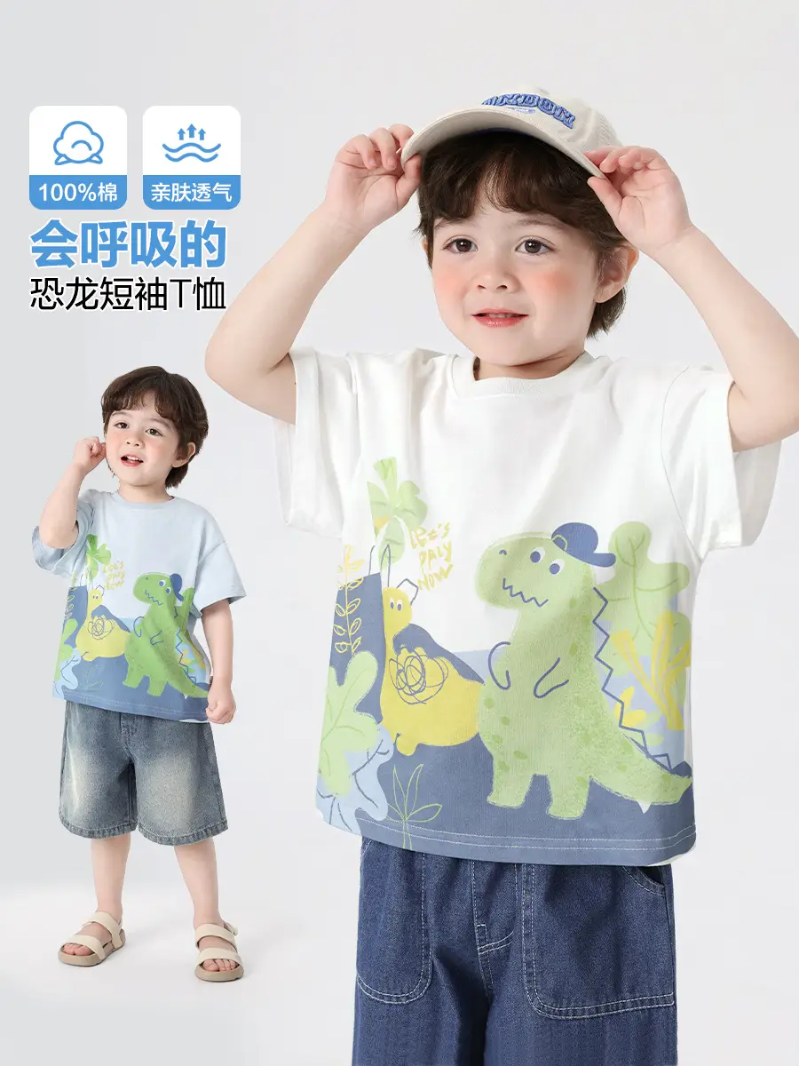 Right European Boys T-Shirt with Dinosaur Print - Image 6
