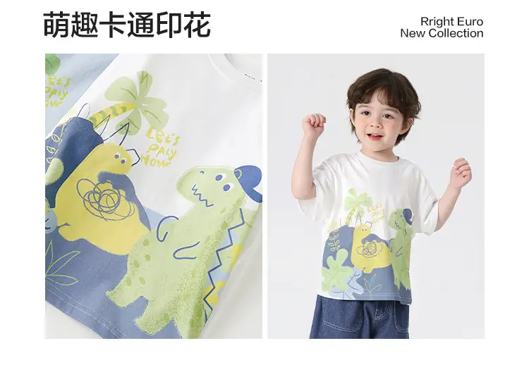 Right European Boys T-Shirt with Dinosaur Print — feature 12
