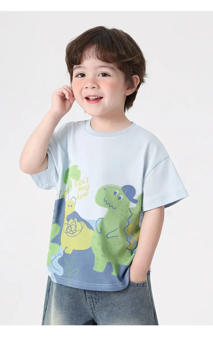 Right European Boys T-Shirt with Dinosaur Print — feature 30