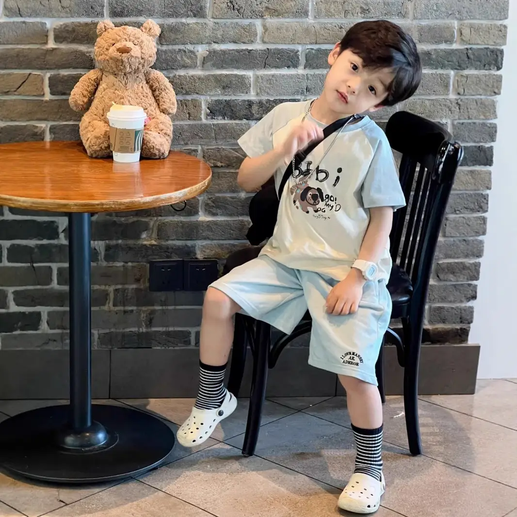 Cartoon Boys Cotton Casual Shorts Set Small Medium - Image 2