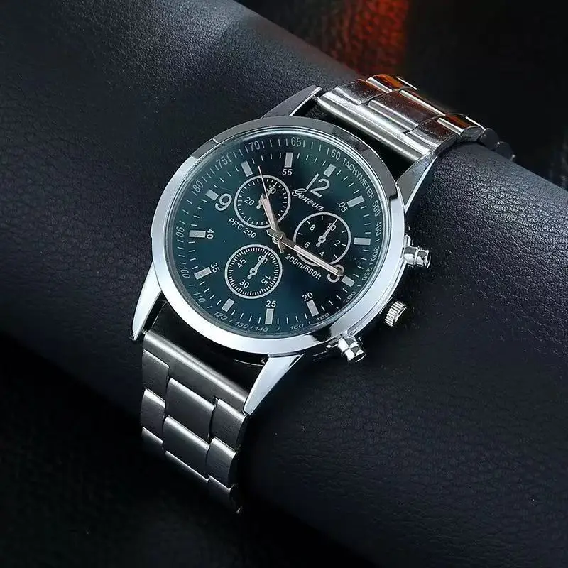 Men's Blue Light Glass Chronograph Watch with 6-Pin Steel Band — feature 3