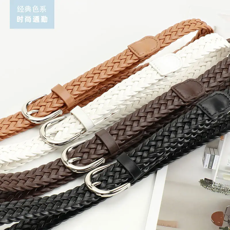Black Retro Woven Women's Belt with Jeans Dress - Image 3