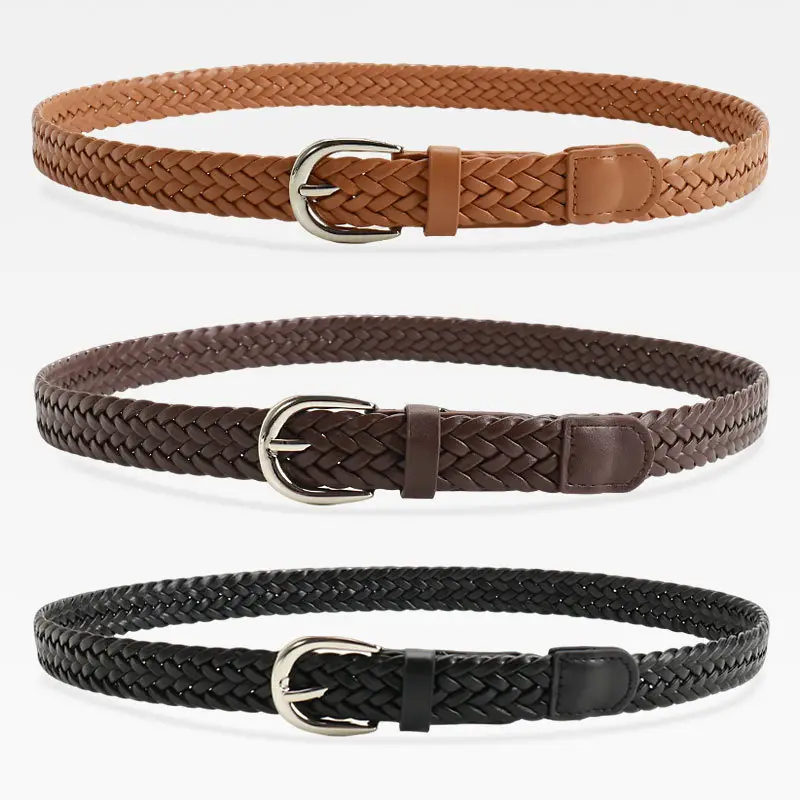 Black Retro Woven Women's Belt with Jeans Dress - Image 4