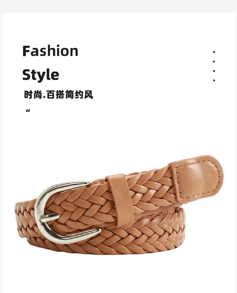 Black Retro Woven Women's Belt with Jeans Dress — feature 26