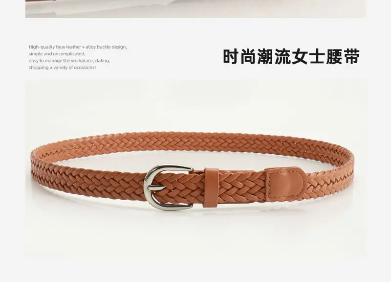 Black Retro Woven Women's Belt with Jeans Dress — feature 28