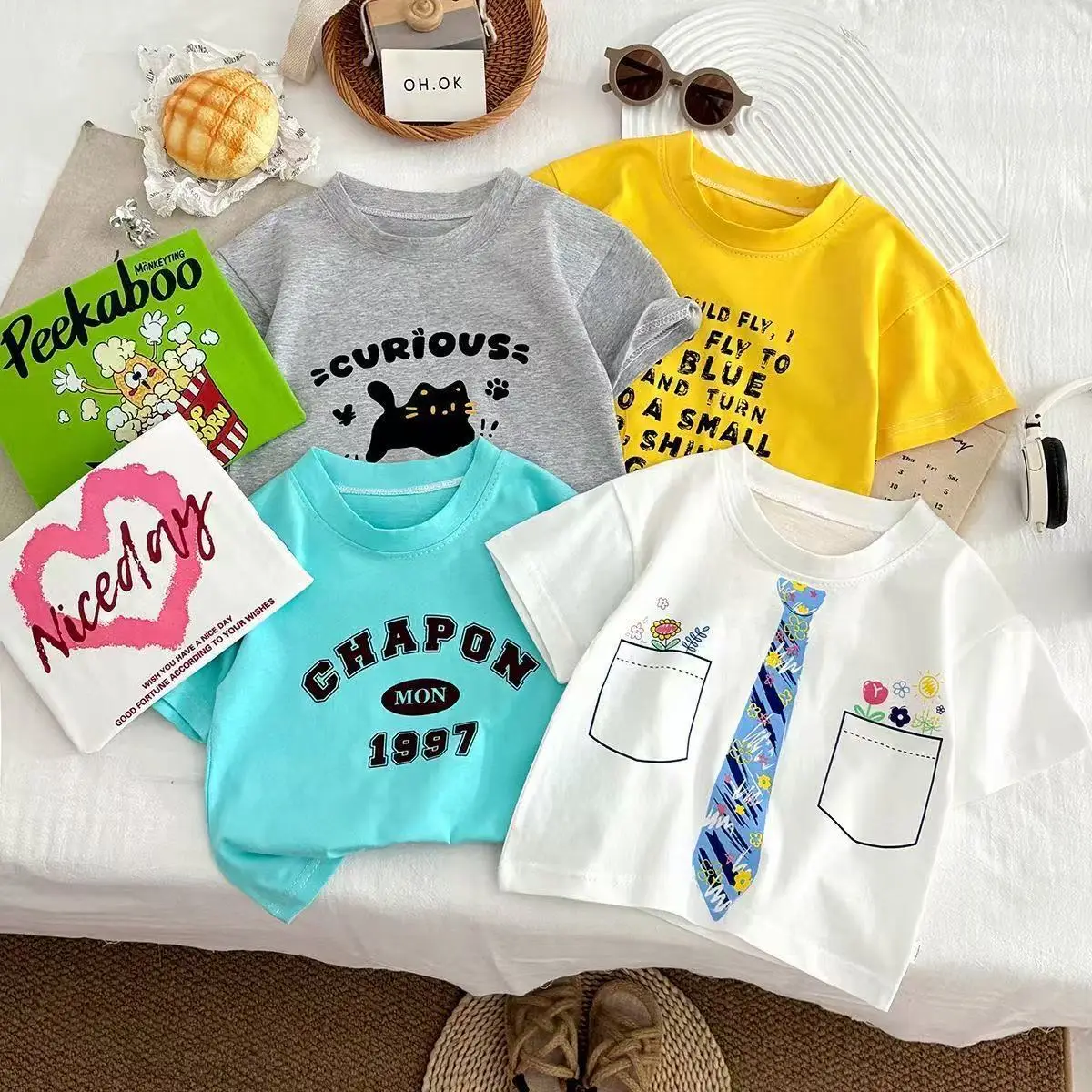 Children's Printed Cotton T-Shirts Medium Large Summer Wear