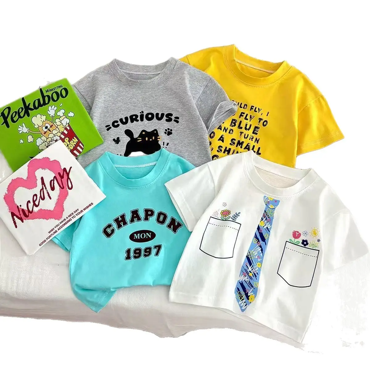 Children's Printed Cotton T-Shirts Medium Large Summer Wear