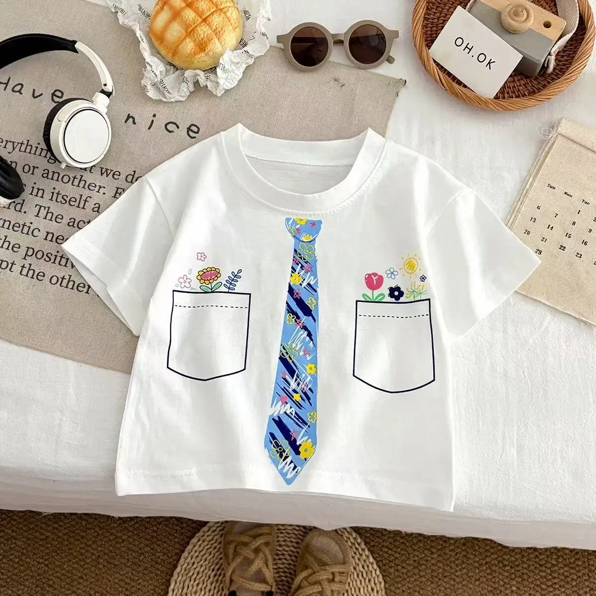 Children's Printed Cotton T-Shirts Medium Large Summer Wear — feature 2