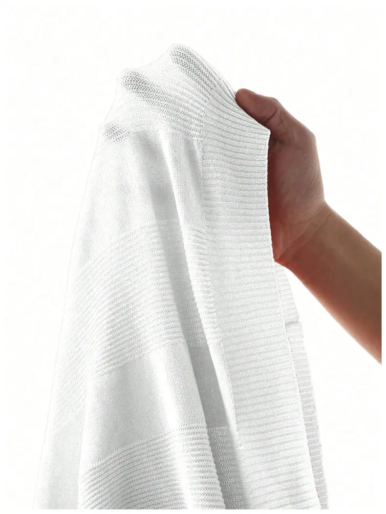 Men White Striped Jacquard Polo Shirt Cut Out — feature 11