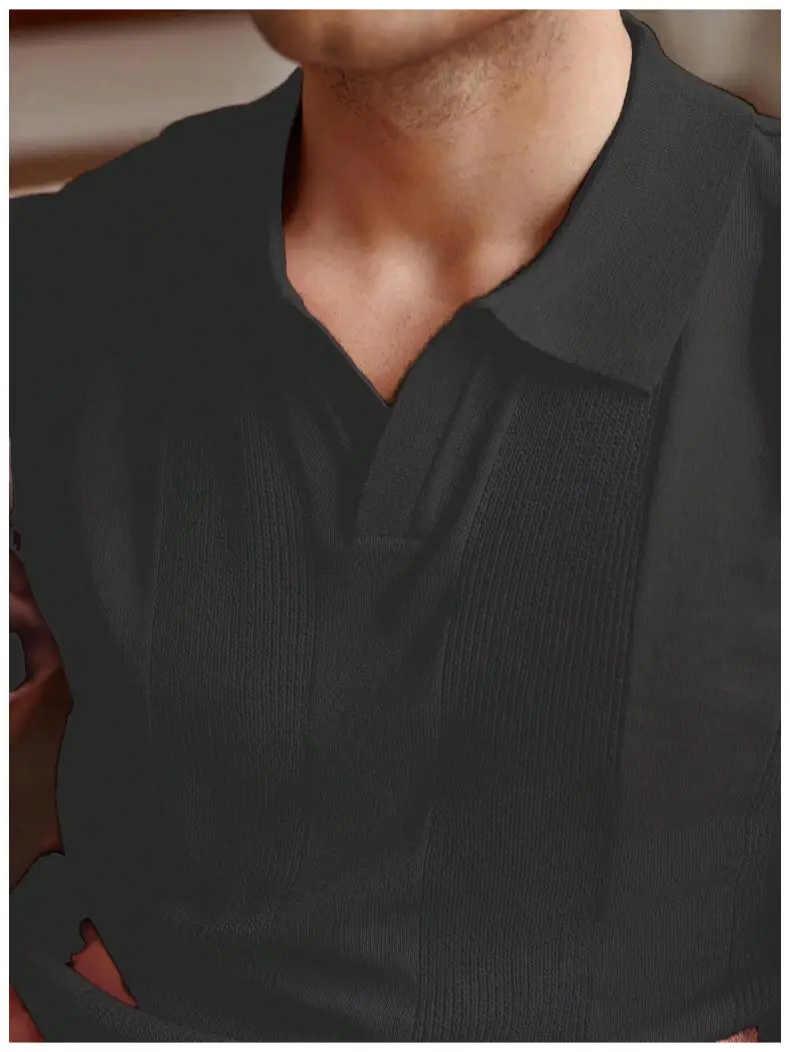 Men White Striped Jacquard Polo Shirt Cut Out — feature 17