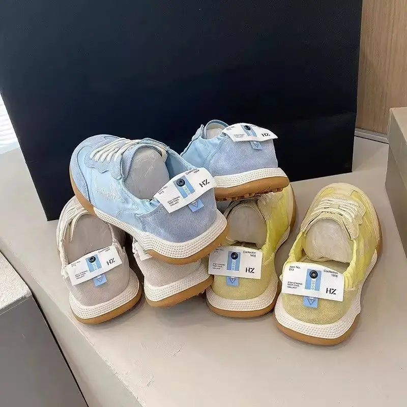 Trendy Popular Height-Increasing Thick-Soled German Training Shoes for Women 2025 Spring New Style Casual Flat Sports White Shoes