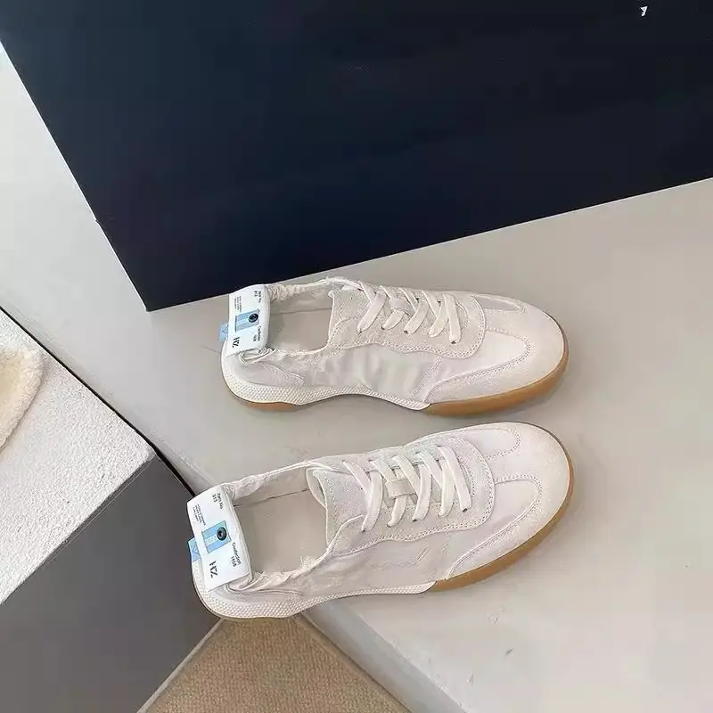 Trendy Popular Height-Increasing Thick-Soled German Training Shoes for Women 2025 Spring New Style Casual Flat Sports White Shoes — feature 4