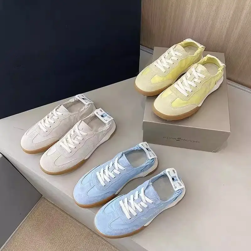 Trendy Popular Height-Increasing Thick-Soled German Training Shoes for Women 2025 Spring New Style Casual Flat Sports White Shoes — feature 5