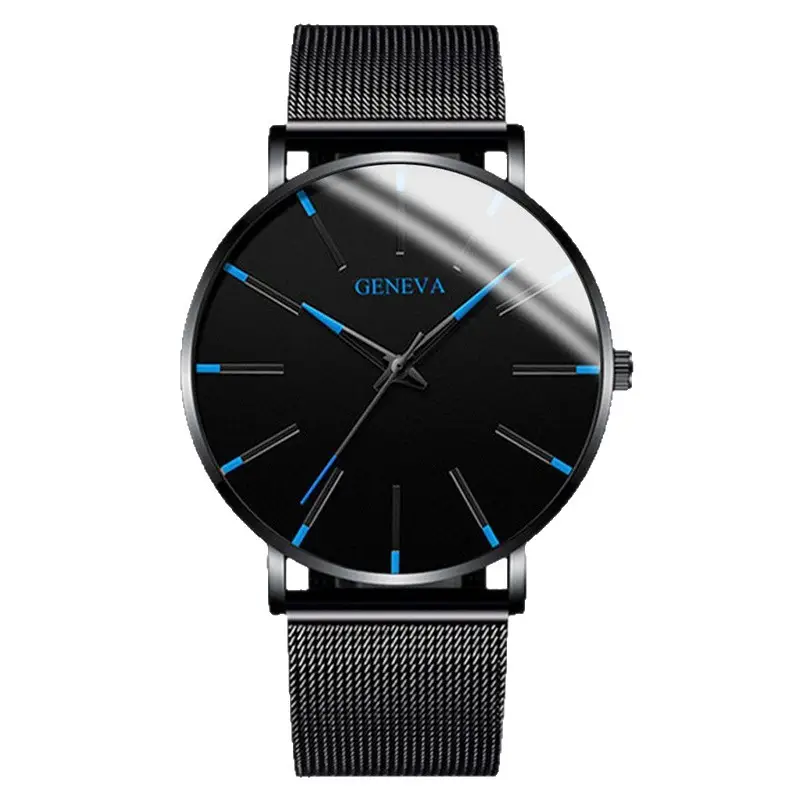 Men's Black Geneva Strap Quartz Watch