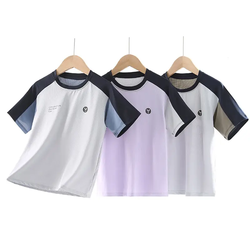 Kids Breathable T-Shirt Set Gray Blue Black Shorts - Image 7