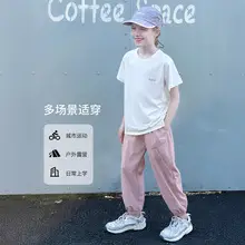 Kids Breathable T-Shirt Set Gray Blue Black Shorts — feature 3