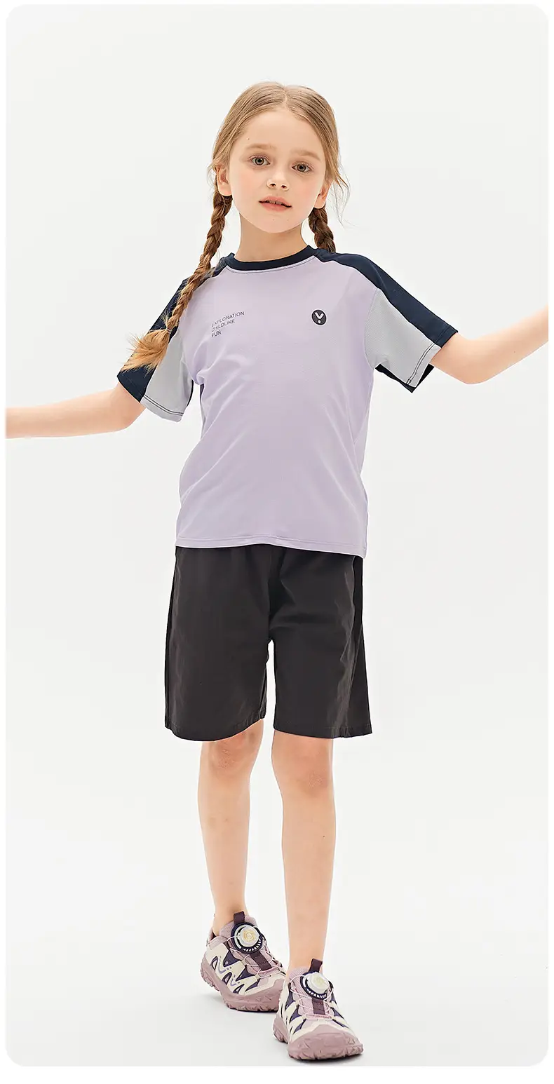 Kids Breathable T-Shirt Set Gray Blue Black Shorts — feature 30