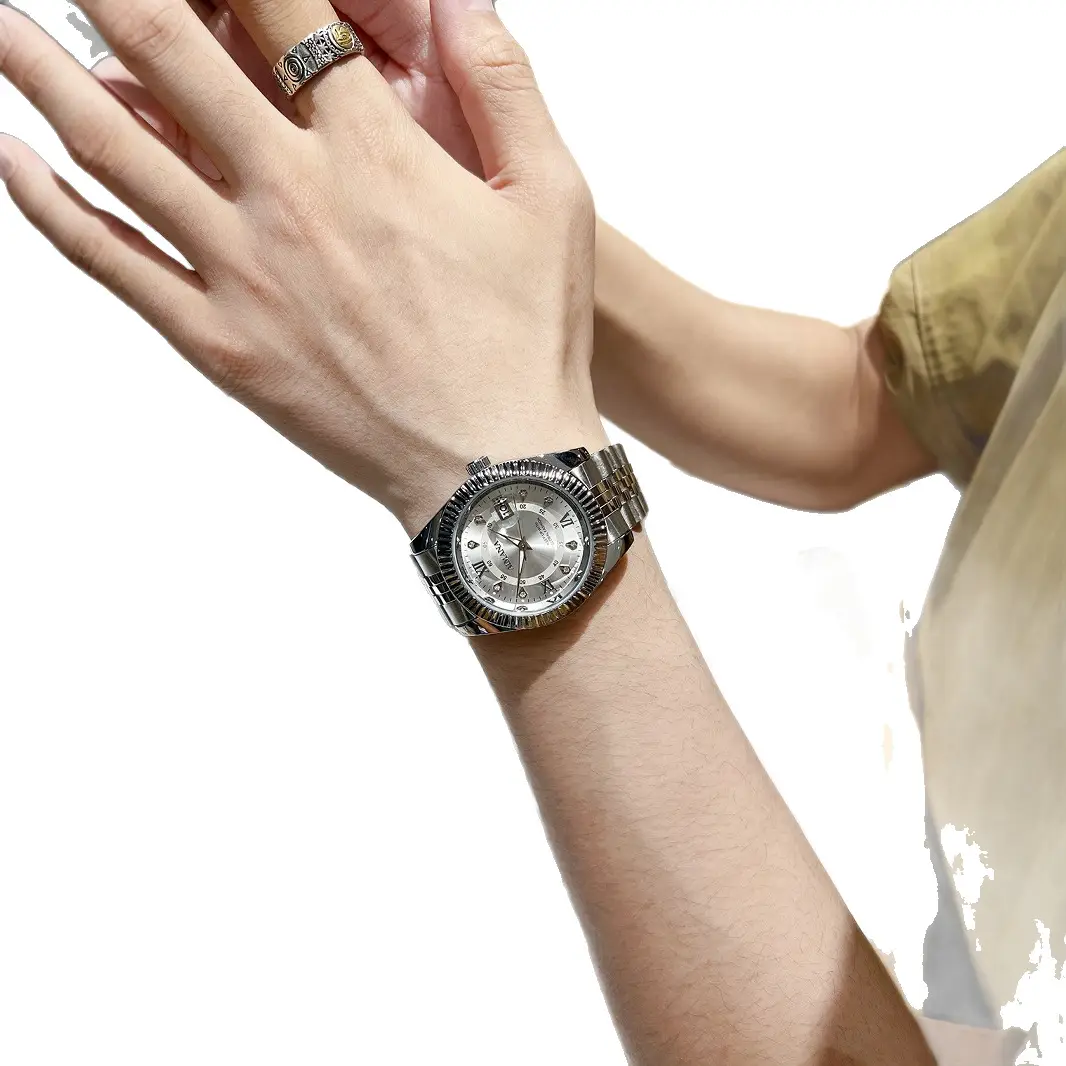 Luxury Men's Swiss Watch Stainless Steel Strap Black Dial - Image 7