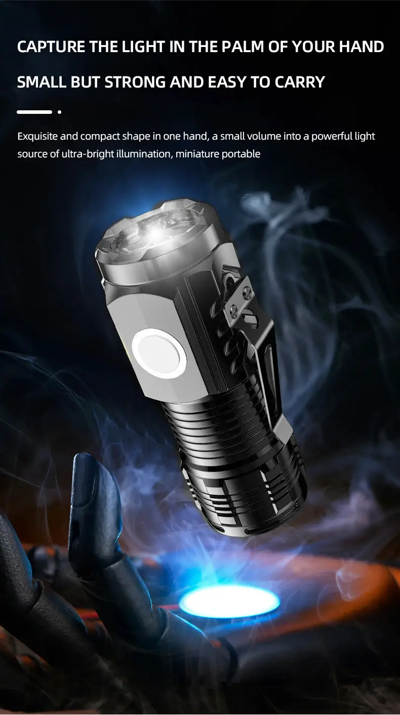 Magnetic Rechargeable Flashlight with Pen Clip & Three Colors β feature 1