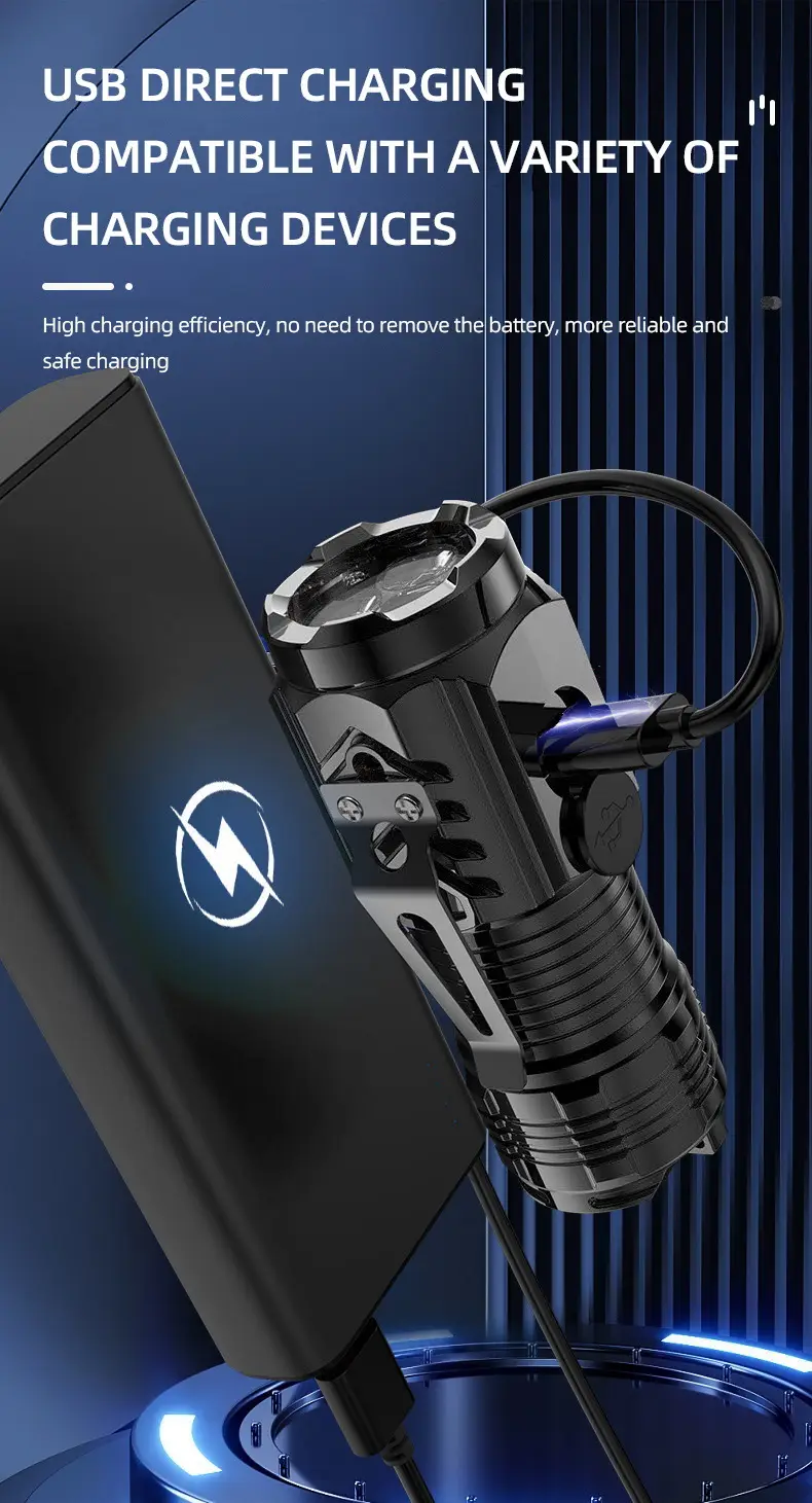 Magnetic Rechargeable Flashlight with Pen Clip & Three Colors β feature 5