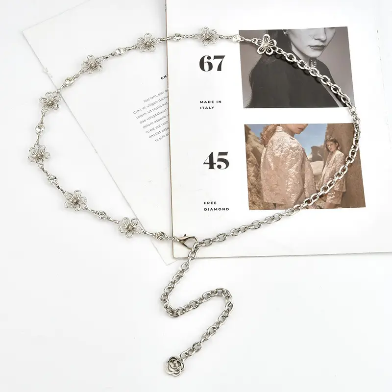 Silver Rhinestone Waist Chain for Women - Image 4