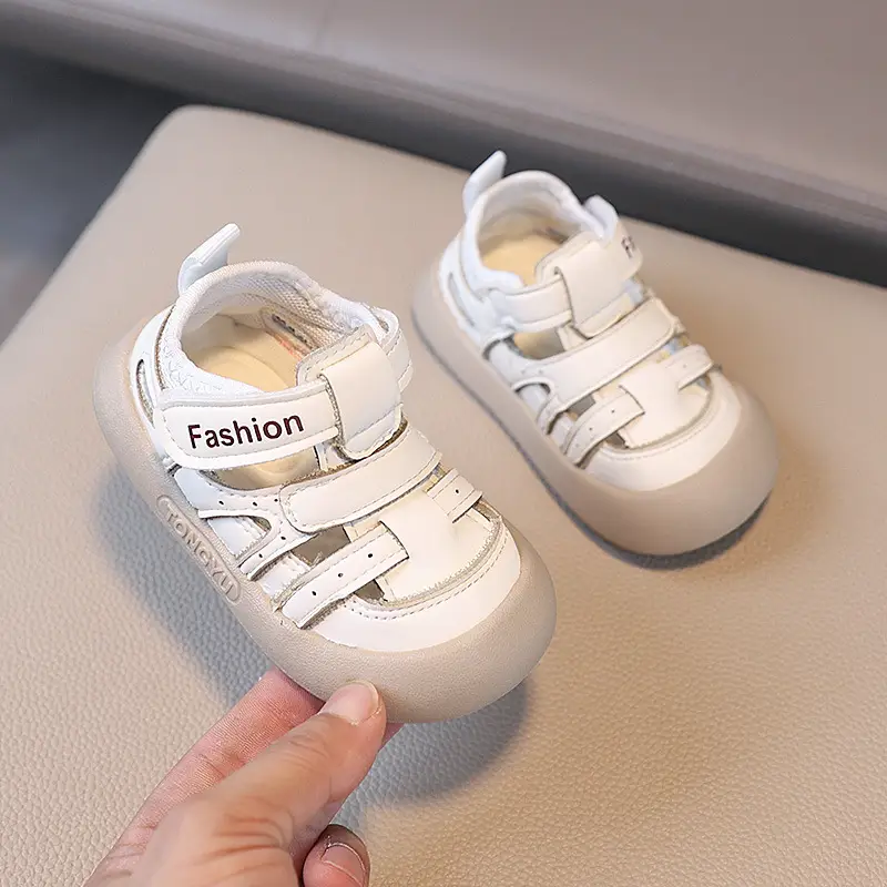 British Style White Toddler Sandals Anti-Collision