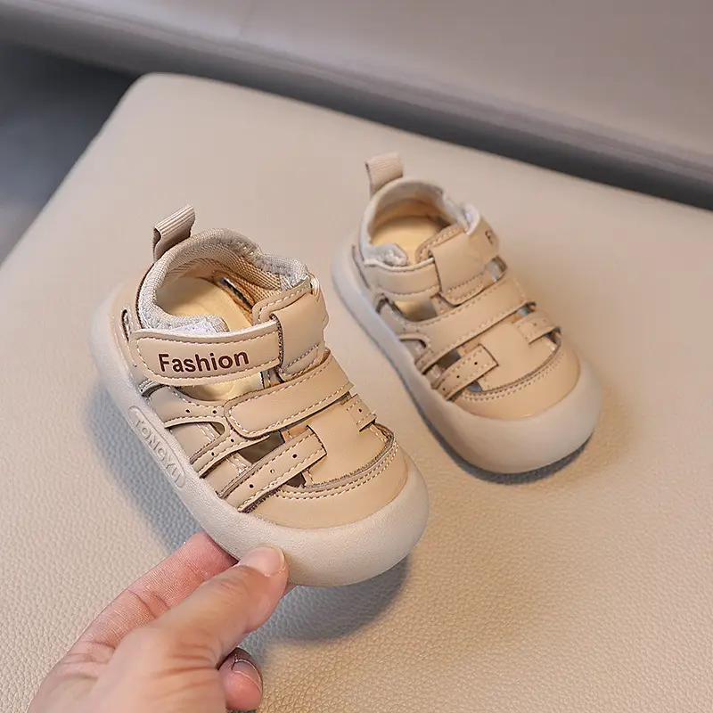 British Style White Toddler Sandals Anti-Collision
