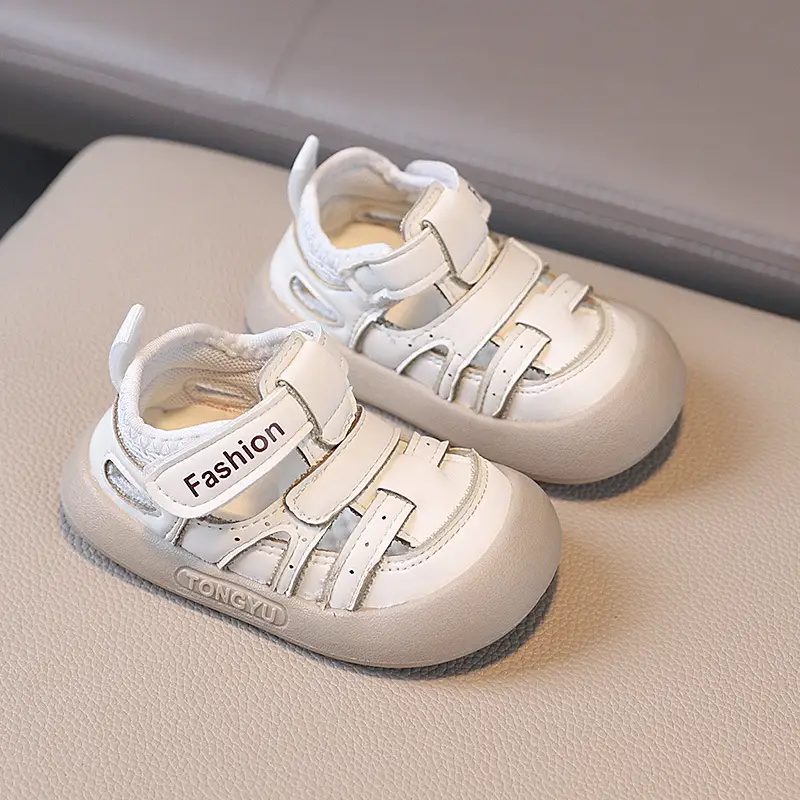 British Style White Toddler Sandals Anti-Collision