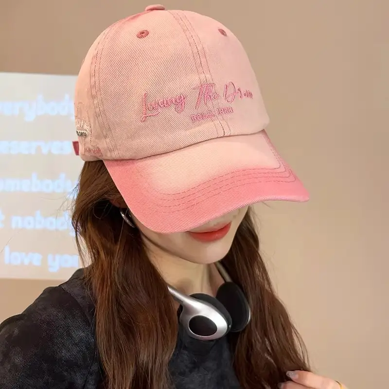 Pink Gradient Letter Baseball Cap for Women 2025