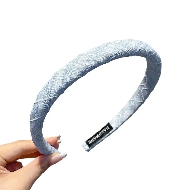 Blue Plaid Headband, Girly and Versatile Hairpin, College Style High Cranial Pressure Hair Headband, Spring New Headwear