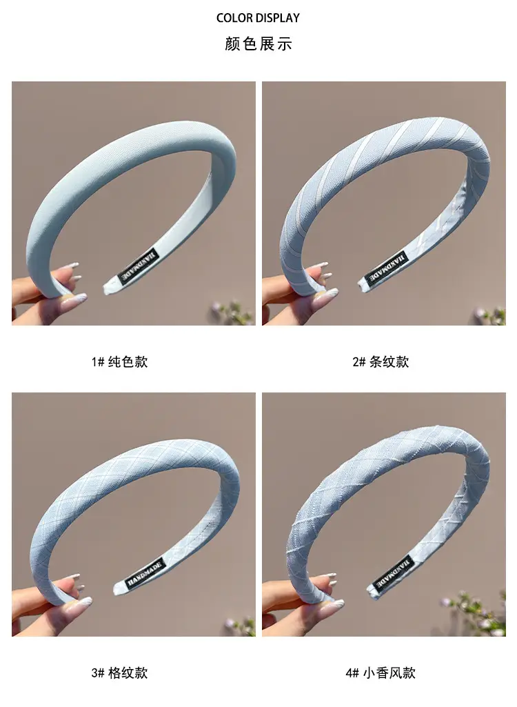 Blue Plaid Headband, Girly and Versatile Hairpin, College Style High Cranial Pressure Hair Headband, Spring New Headwear — feature 5