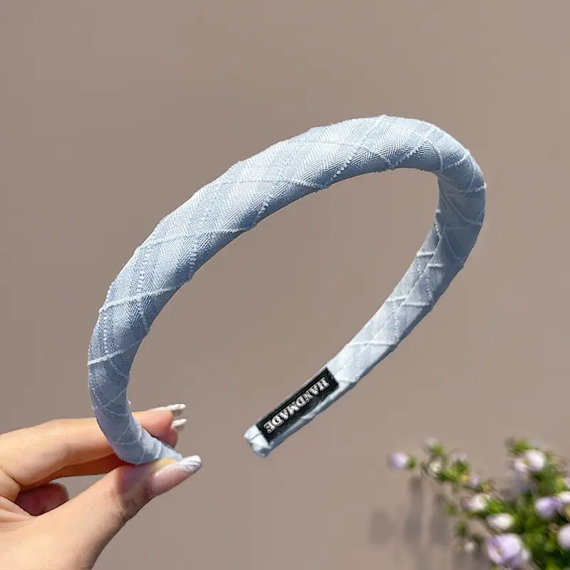 Blue Plaid Headband, Girly and Versatile Hairpin, College Style High Cranial Pressure Hair Headband, Spring New Headwear