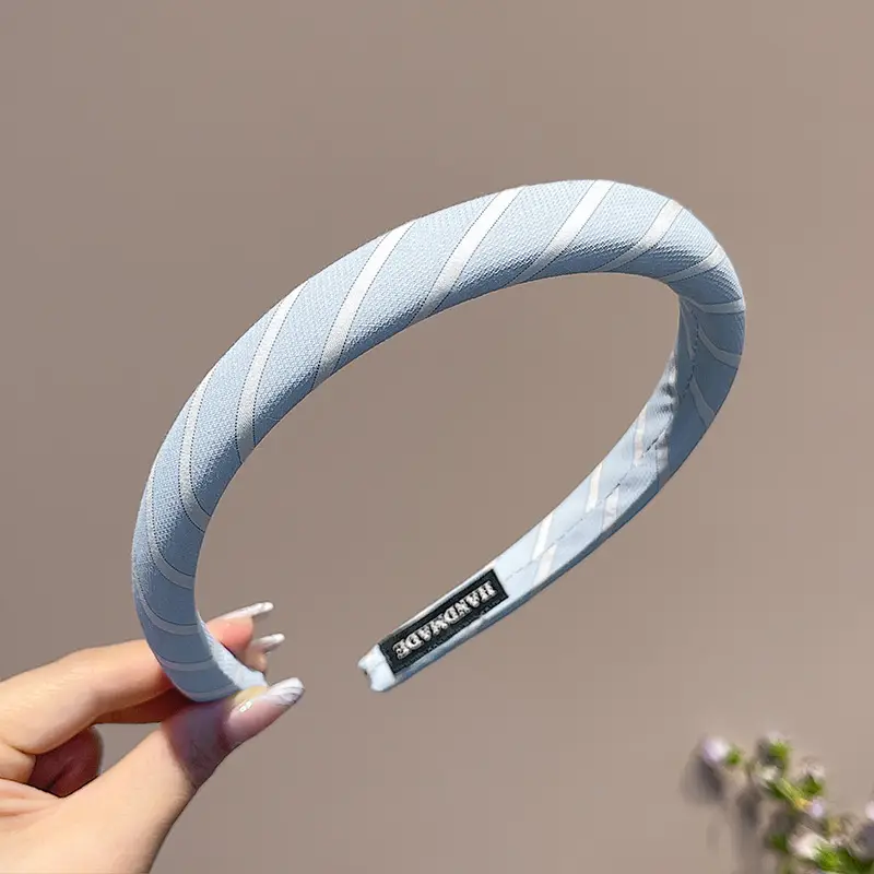 Blue Plaid Headband, Girly and Versatile Hairpin, College Style High Cranial Pressure Hair Headband, Spring New Headwear