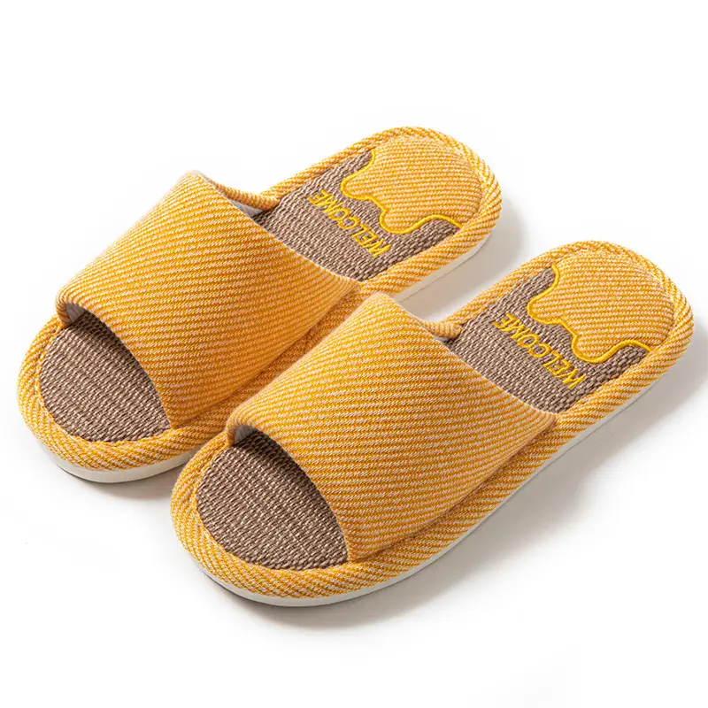 Linen Slippers for Women, Summer Outdoor Wear, Indoor Home, Non-Slip Soft Bottom Home, Four-Season Cotton and Linen Slippers for Men