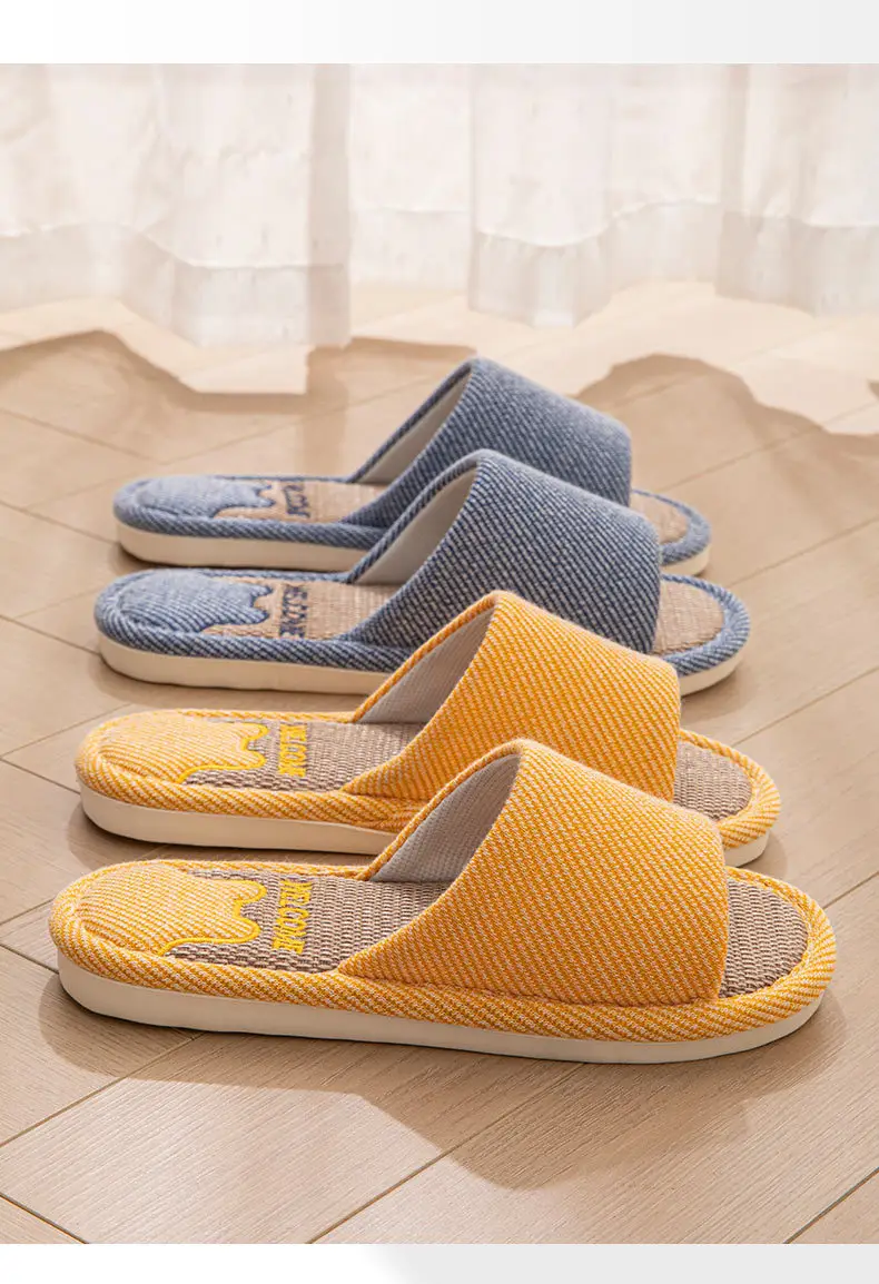 Linen Slippers for Women, Summer Outdoor Wear, Indoor Home, Non-Slip Soft Bottom Home, Four-Season Cotton and Linen Slippers for Men — feature 7