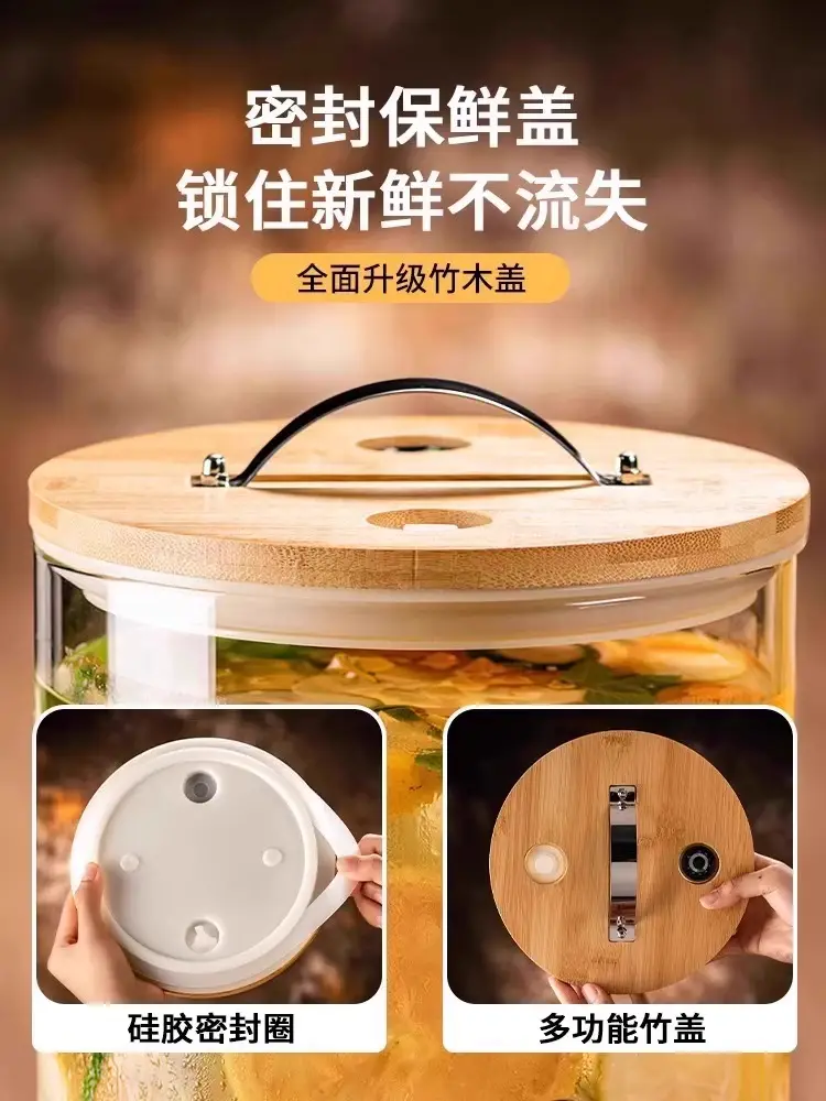 Glass Fruit Juice Bucket with Hot Water & Straw — feature 10