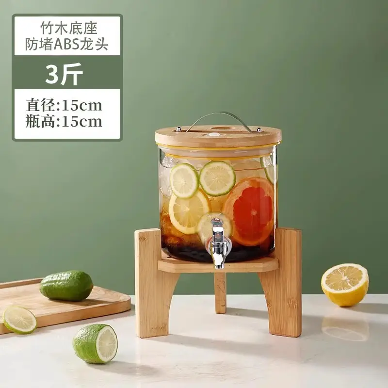 Glass Fruit Juice Bucket with Hot Water & Straw - Image 3