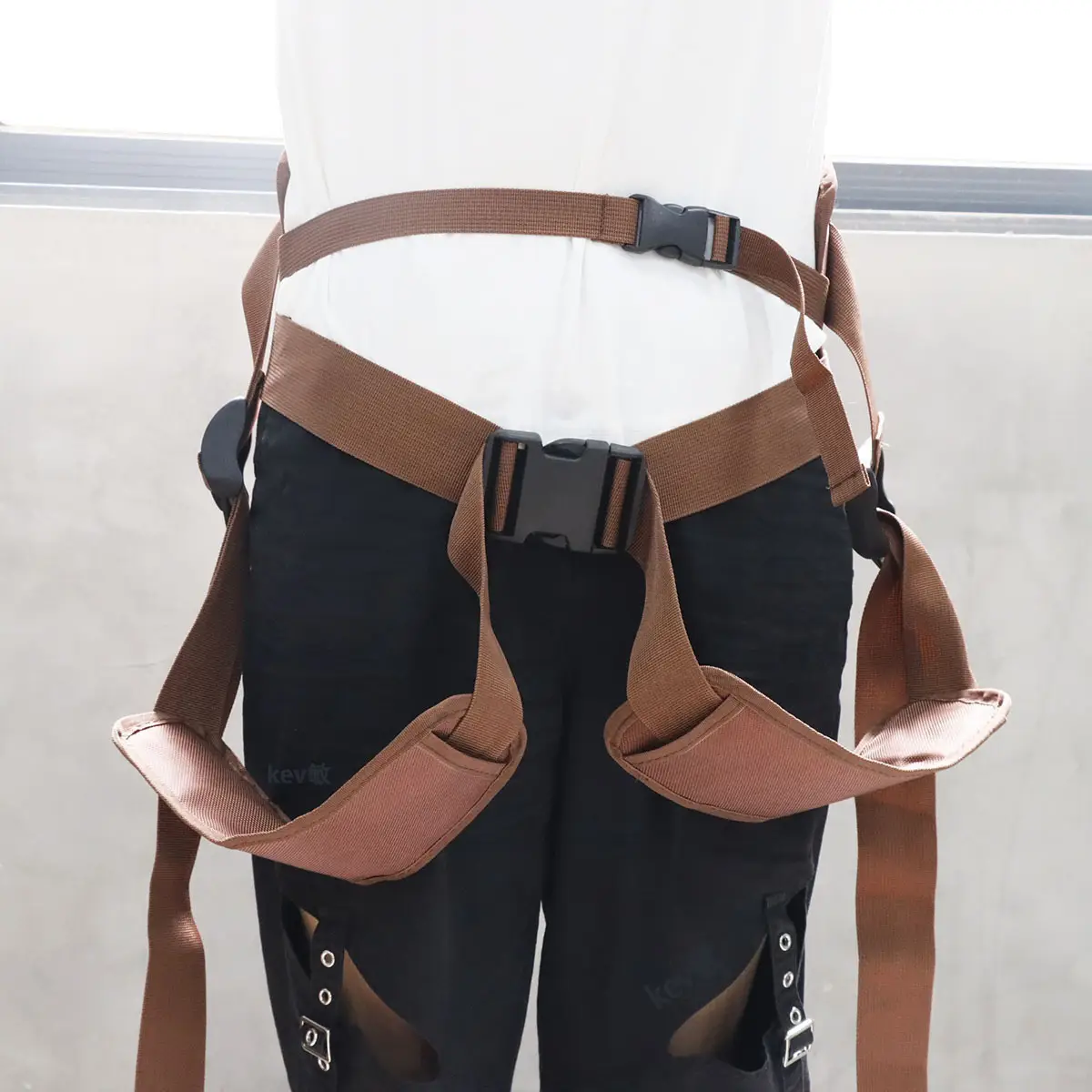 Meditation Belt with Spine Alignment & Yoga Strap Brown - Image 5